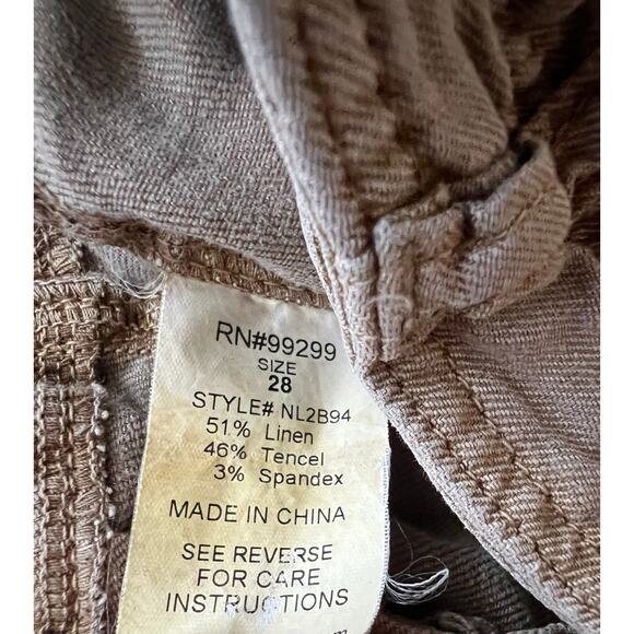 Anthropologie Level 99 Dayla Cargo Pants in Husk Linen Tencel 28 Beige - Picture 3 of 7